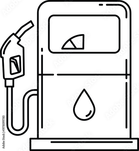 Fuel pump icon, gas station outline, energy supply symbol, refueling illustration design, petroleum graphic element, oil industry artwork