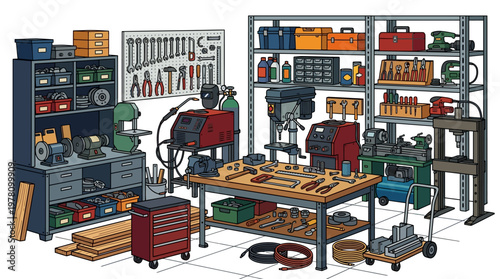 Workshop tools and equipment collection.