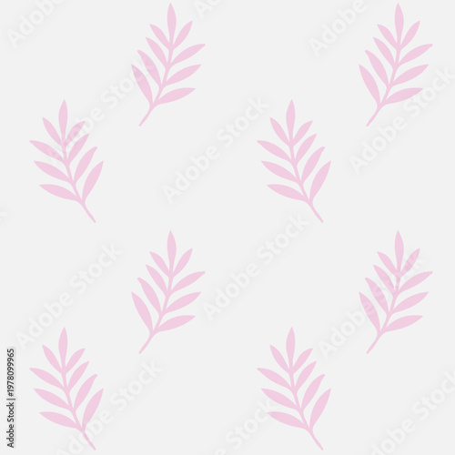 Minimalist pink leaf branches seamless pattern