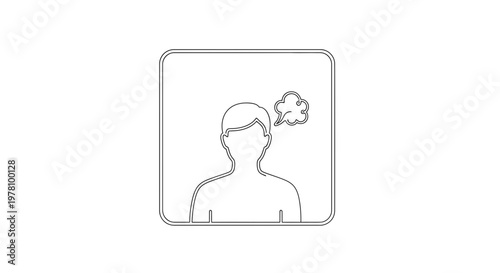 Man thinking, brainstorming, idea, creativity, contemplation, mental process, thought bubble icon