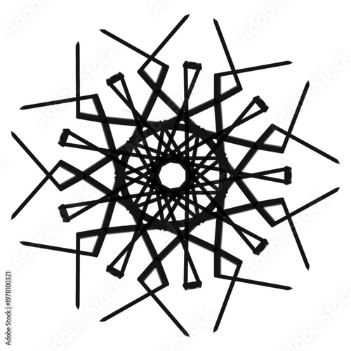 Black geometric mandala ornament