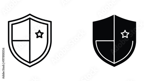 Contrasting heraldic shields featuring a central star and unique color schemes.