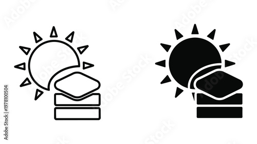 Symbolic representation of solar energy storage and usage in contrasting styles