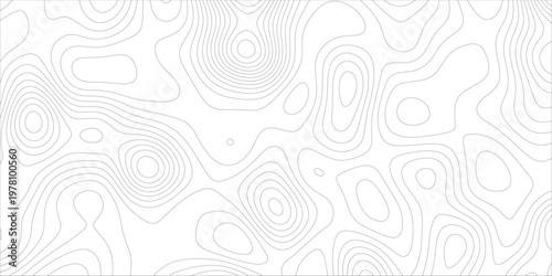 Ocean topographic line map with curvy wave isolines vector illustration. Abstract topographic contours map background, Vector contour topographic map. Cartography texture abstract banner use..	