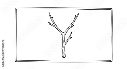 Hand-drawn illustration of a bare tree branch, isolated on a white background