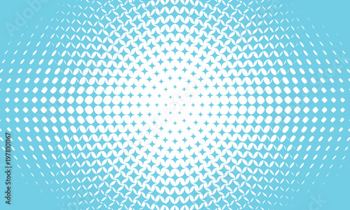 中心から広がる水色のキラキラマークのハーフトーンのフレーム
