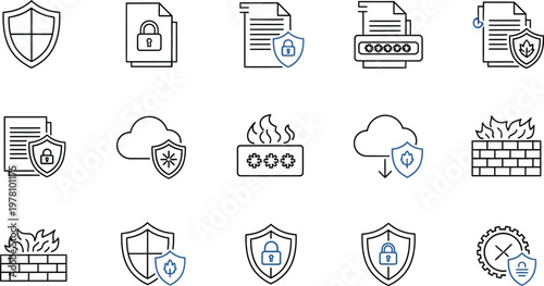 Data Protection Icons: A visual collection of security-themed icons, representing critical aspects of data protection, conveying the importance of digital security.