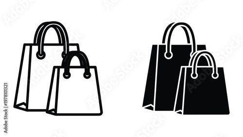 Contrast of shopping bags in different sizes and colors