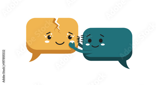 angry chat speech bubbles, conflict conversation icons, emoticon argument, messaging dispute