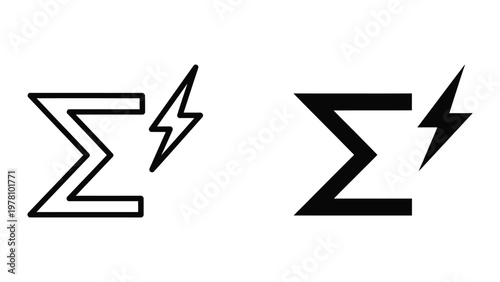 Comparison of a lightweight and bold sigma symbol with lightning bolt accents