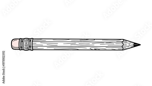 Stylized writing tool with an eraser and wooden body, perfect for educational materials, office stationery, and creative projects.