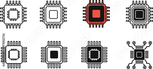 Microchip Technology: A close-up view of various microchip designs, representing the intricate technology that powers modern devices.