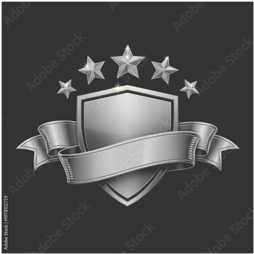 Silver Shield With Stars