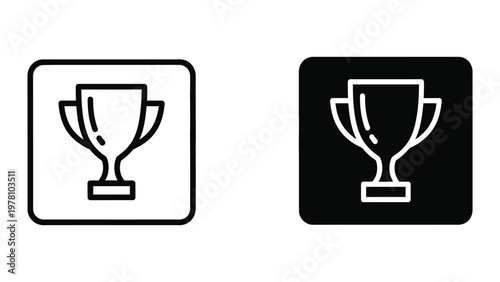Contrast comparison of a trophy icon on white and black backgrounds