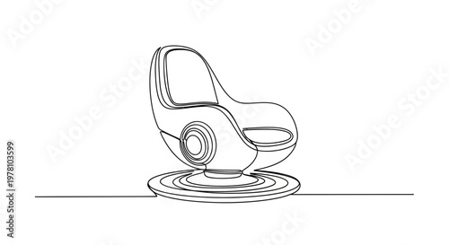 Sleek modern swivel chair in a single continuous line drawing style, perfect for interior design and contemporary furniture themes.