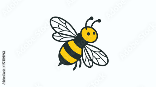 Yellow and black cartoon bee insect.