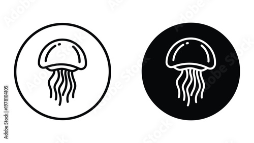 Contrasting jellyfish icons in positive and negative color schemes