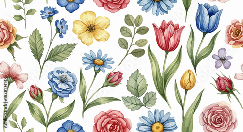 Calm flower pattern background with soothing tones and natural harmony