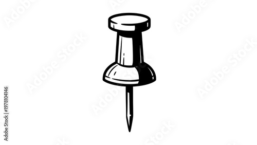 Simple handdrawn style pushpin icon for various organizational and marking needs. Ideal for digital media, print, and educational materials.