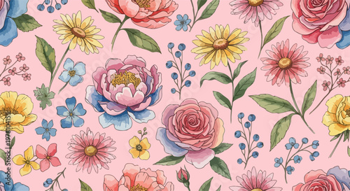 Soft botanical design background with subtle textures and delicate blossoms