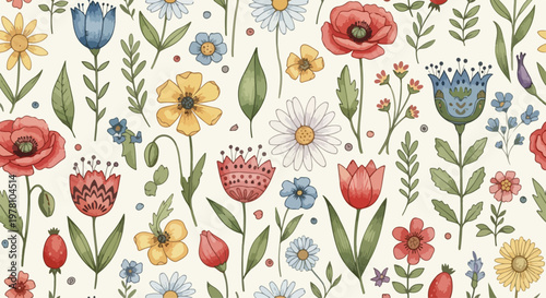 Subtle pastel flower background with delicate botanical elements and organic flow