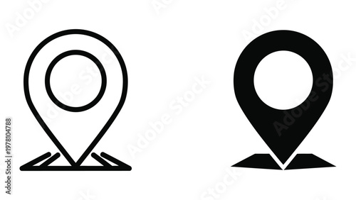 Comparison of a simple and filled location pin icon design variations