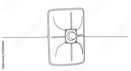 Continuous line drawing of an ancient Roman scutum shield representing historical protection and strength, perfect for educational materials or graphic design projects related to antiquity