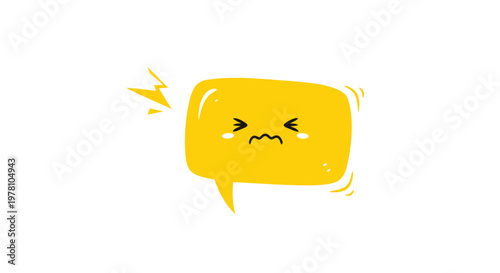angry speech bubble, yellow emoji, chat icon, emoticon
