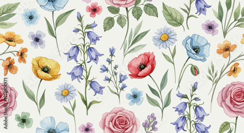 Minimalist floral background design with delicate stems and soft petals arranged in harmony