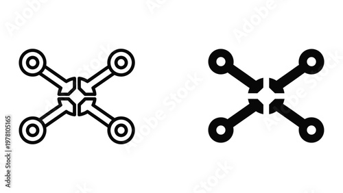 Comparison of network topology diagrams showing a star configuration with different line styles