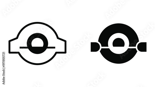 Contrast between a white outline and a black filled version of a logo design