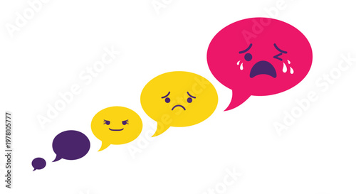 Emotions, speech bubbles, colorful icons, expressions, feelings, vector graphics