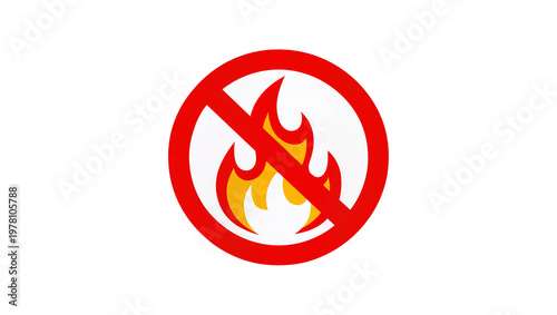 Photography Red Circular Prohibited Sign with Orange Flame Graphic