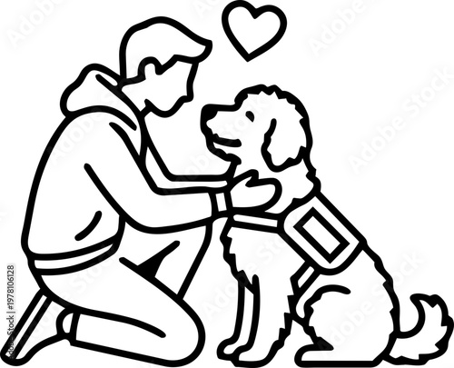 Pet therapy session minimalist illustration