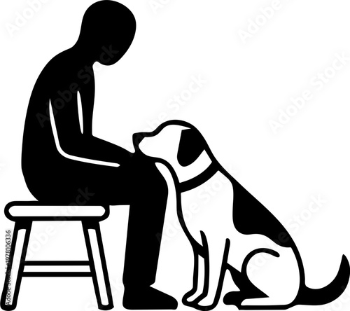 Pet therapy session minimalist illustration