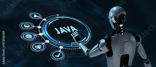 Software, web development, programming concept. Programming languages java and program. Software development. 3d illustration