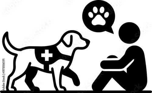 Pet therapy session minimalist illustration