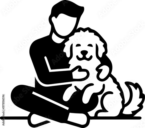 Pet therapy session minimalist illustration