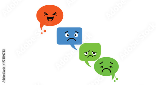 Emotions, Sadness, Anger, Speech Bubbles, Icons, Vector Set