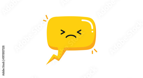 Angry speech bubble, yellow emoji, emoticon, vector icon