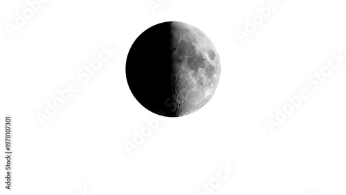 Half moon isolated on transparent background in space