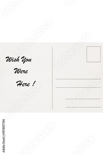 Valokuva Postcard with wish you were here message handwritten background backdrop