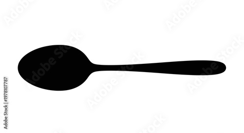 Black Silhouette of a Spoon on White Background