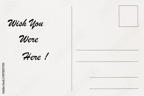 Quadro su tela Postcard with wish you were here message handwritten background backdrop
