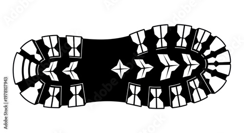 Black Boot Sole with Lug Pattern