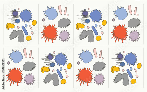 Abstract Organic Shapes and Splatters in a Repeating Pattern Isolate PNG