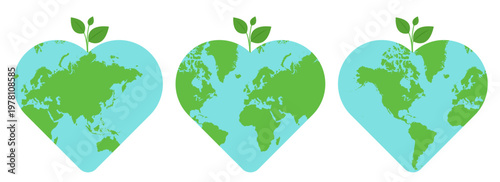 Plant Growth on Top of Green Blue Love Earth Globe for Earth Day