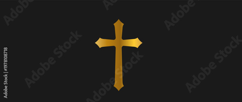 golden cross on black background,