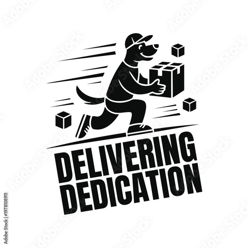 Delivering dedication a silhouette of a dog courier with packages fast and reliable service