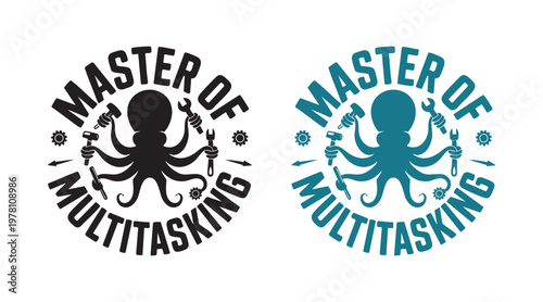 Master of multitasking octopus silhouette design a playful and unique graphic illustration